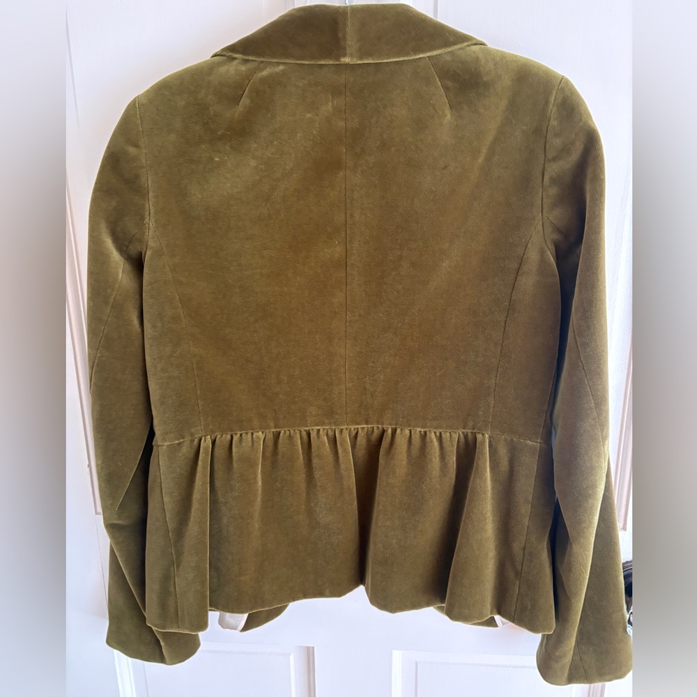 Vintage-style JCrew olive Green Velvet Peplum Blazer / Jacket - Picture 2 of 5